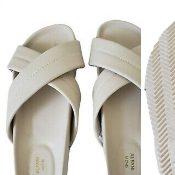 Alfani off white  Sandals pool slides feel like soft leather 9/10 - Picture 3 of 7